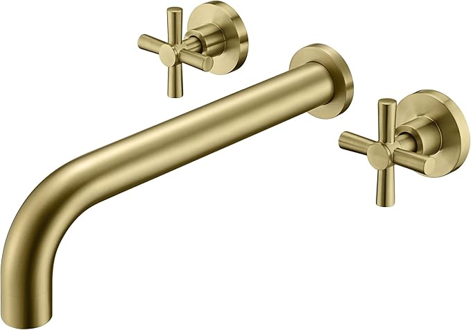 SUMERAIN Tub Faucet Wall Mount Tub Filler High Flow Bathtub Faucet Brushed Gold by SUMERAINFAUCETS