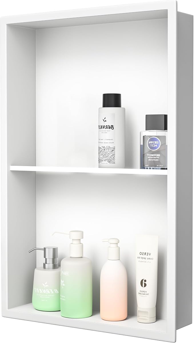 Stainless Steel Shower Niche 14"×24" White by Bernkot