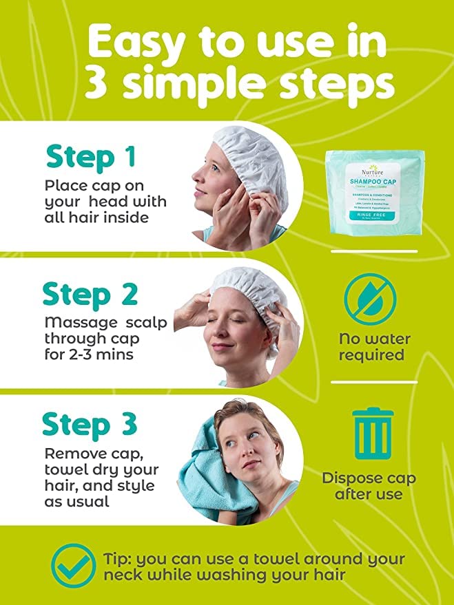 No Water Rinse Free Shampoo Cap by Nurture | Microwavable Washing & - Image 6