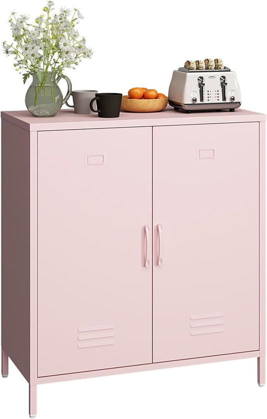 Locker Cabinet, 35.43" H Pink Metal Locker Storage Cabinet by Steehoom