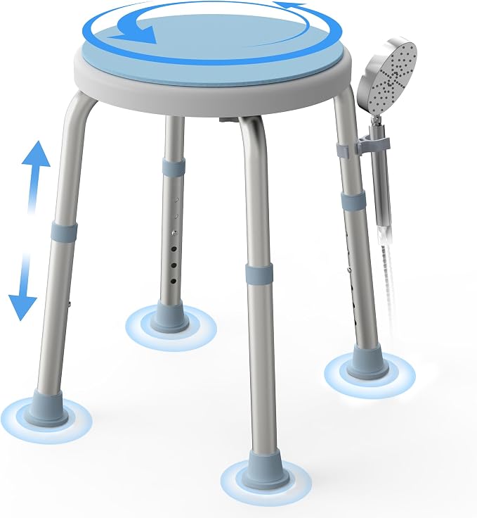 Swivel Shower Stool for Inside Shower, 360° Rotating Bath Stool - Image 9