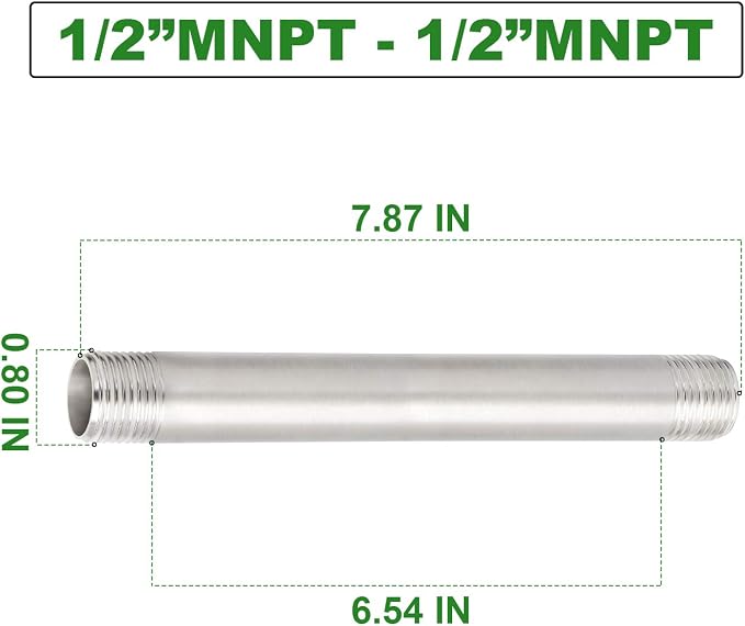 TAISHER 2PCS Stainless Steel Pipe Fittings, 1/2" NPT x 1/2" NPT Male Threaded - Image 4