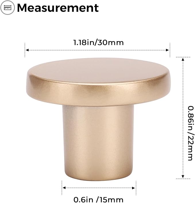Ravinte 1 Pack Cabinet Knobs Champagne Gold Kitchen Cabinet Knobs Round Dresser - Image 3