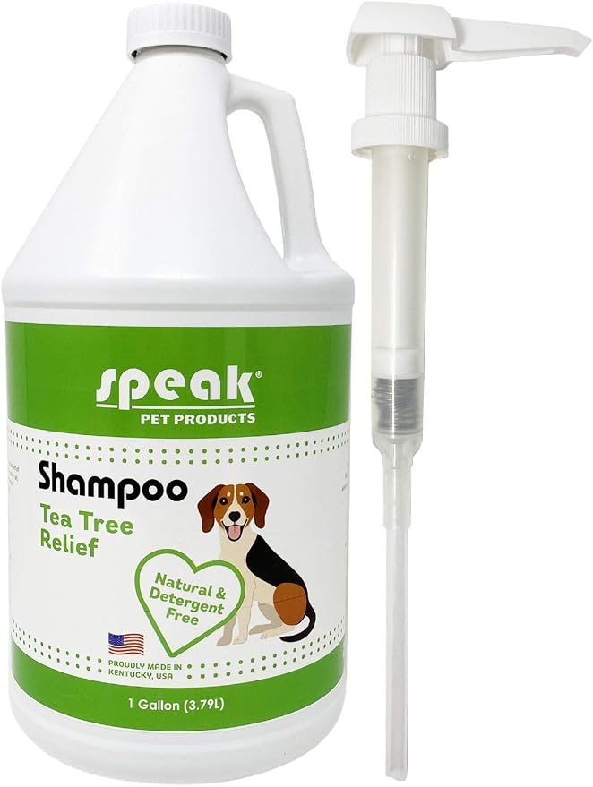 Natural Dog Shampoo with Pump, Tea Tree Relief, 1 Gallon by SpeakPetProducts