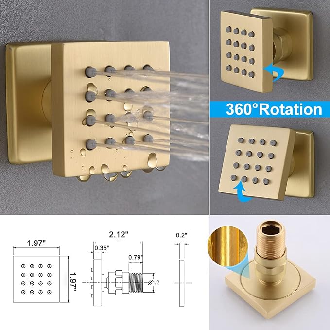 Enga Brushed Gold Rain Shower System - Image 8