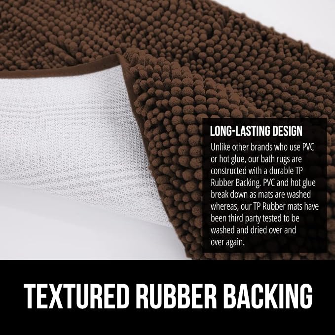 GORILLA GRIP Bath Rug Mat 48x24, Thick Soft Absorbent Chenille, Quick Dry - Image 5