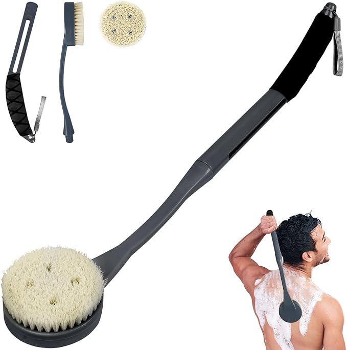 Back Brush Long Handle for Shower, 20.5” Back Bath Brush for Shower, Back by BTideas
