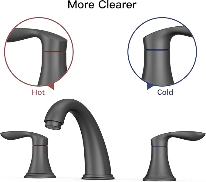Bathroom Sink Faucet, Faucet for Bathroom Sink, Widespread Matte Black Bathroom - Image 5