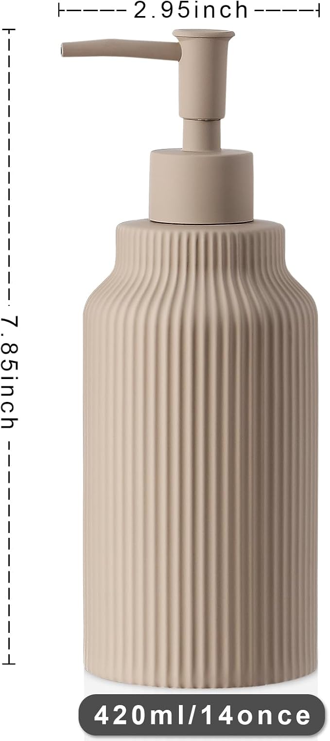 Modern Ceramic Soap Dispenser for Bathroom，14oz Ceramic Soft Touch Hand Lotion - Image 3