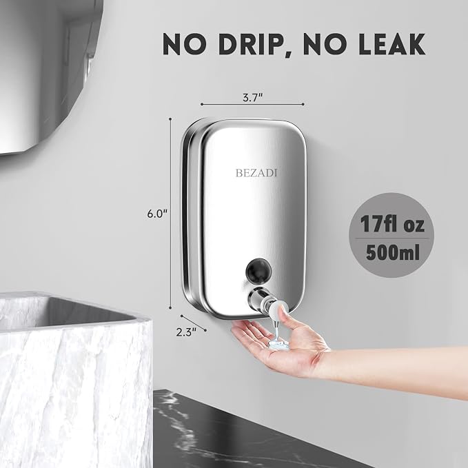 Commercial Soap Dispenser Stainless Steel Wall Mount - Image 3