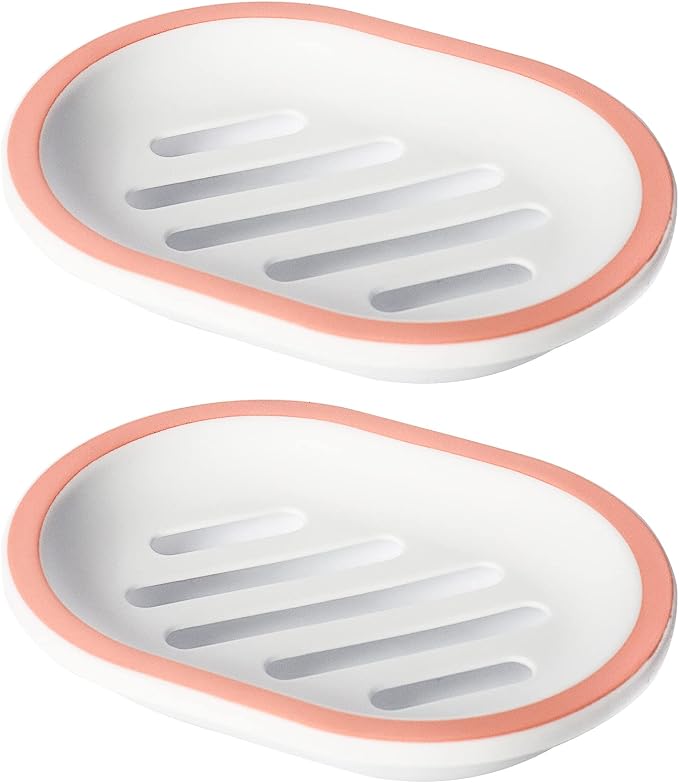 Topsky 2-Pack Oval Soap Dish, Soap Holder, Soap Saver, Easy Cleaning by HomeandKitchenNO1