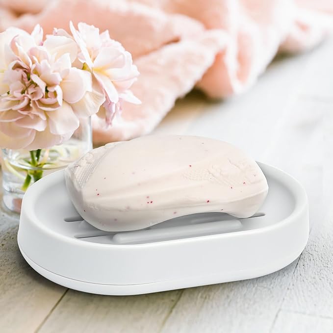 Topsky 2 Pack Soap Dish for Shower, Oval Plastic White Soap Bar Holder - Image 7