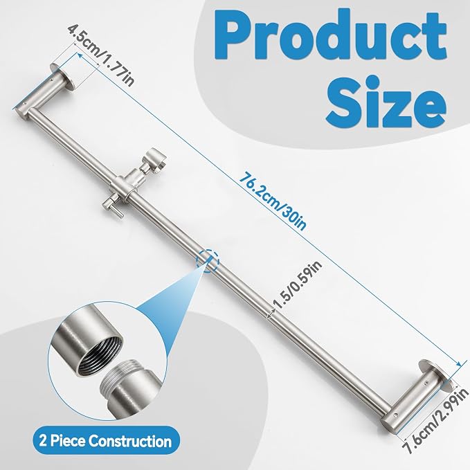 Shower Slide Bar Adjustable Handheld Shower Head Holder Wall Mount - Image 2
