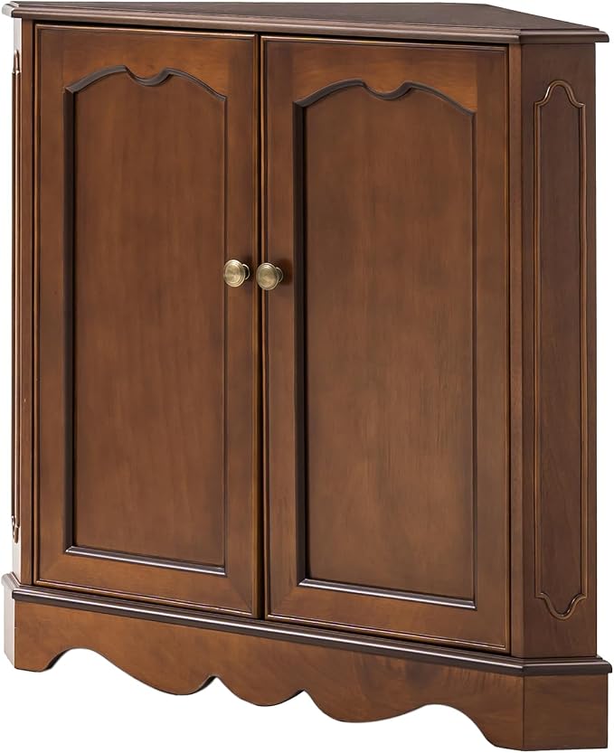 HULALA HOME Traditional Corner Triangle Cabinet, Freestanding Narrow Storage - Image 9