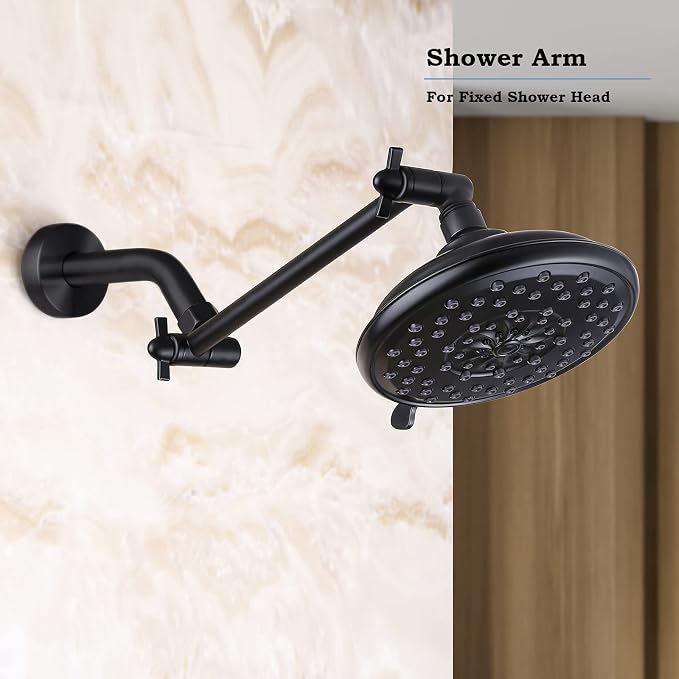 10 Inch Matte Black Shower Arm, Durable Solid Brass Black Shower Head Extension - Image 5