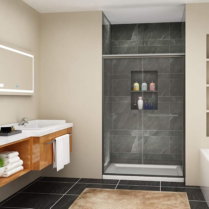 SUNNY SHOWER Bypass Sliding Shower Door Semi-Frameless Shower Enclosure 1/4" - Image 7