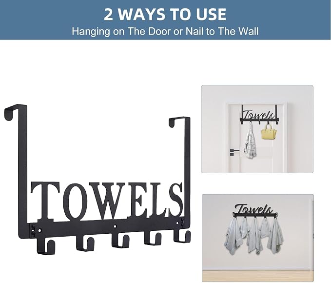 Over The Door Hooks, Towel Rack - Image 3