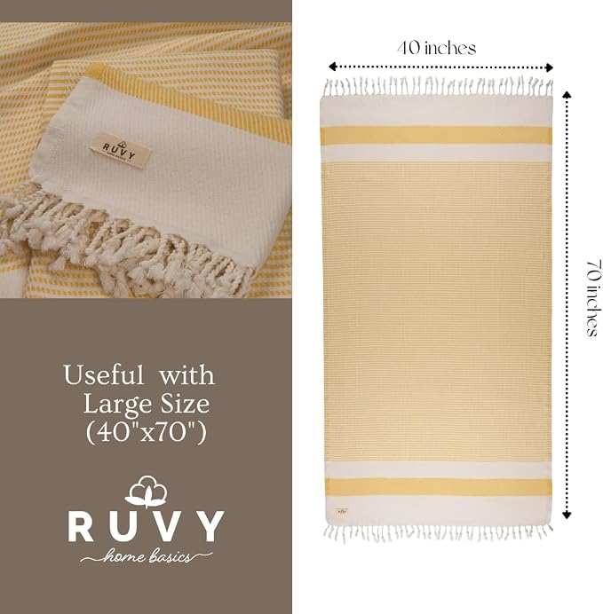 Ruvy Home Basics 2 Pack Turkish Beach Towels – Oversized Quick-Dry Bath Towels - Image 3