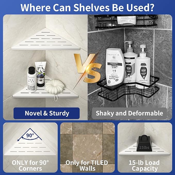 Corner Shower Shelf, 304 Stainless Steel - Image 4