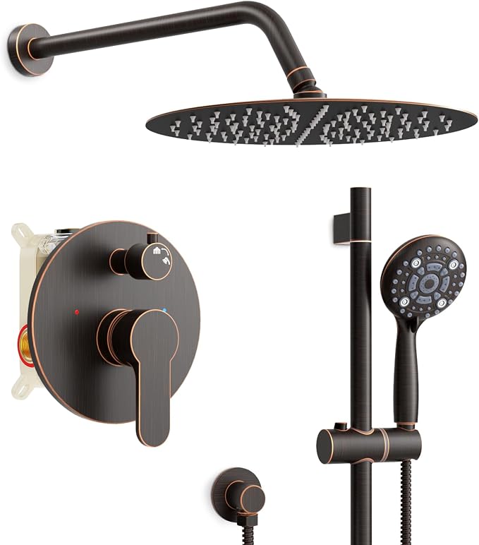 SR SUN RISE 12 Inch Oil Rubbed Bronze Shower System, Wall-Mount Adjustable by SRSUNRISE