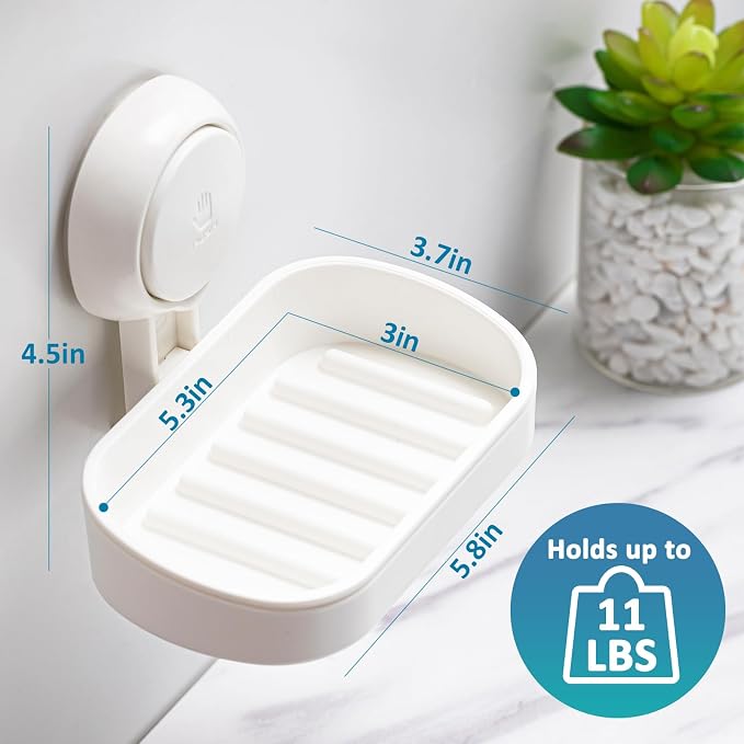 TAILI Suction Cup Soap Holder 2 Pack, Plastic Vacuum Suction Bar Soap Dish - Image 3