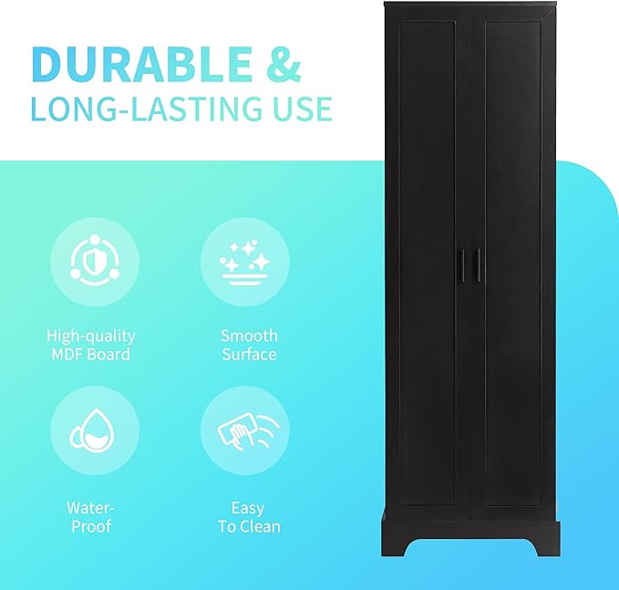 71" Tall Bathroom Storage Cabinet, Freestanding Linen Cabinet - Image 6