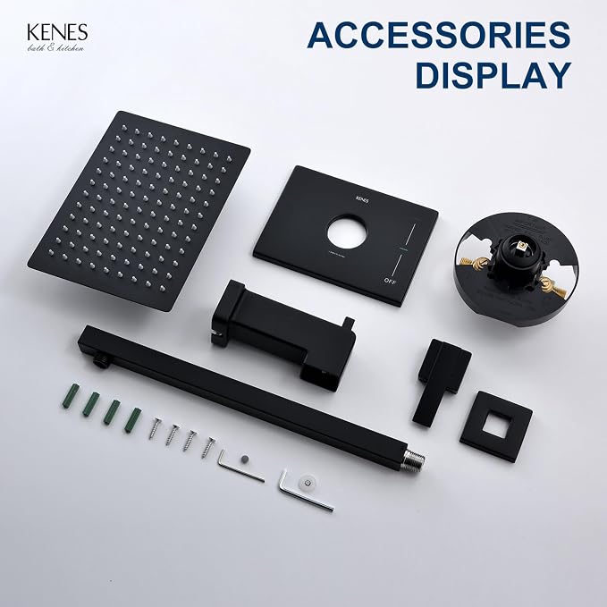 KENES Matte Black Tub Shower Faucet Set Complete - Image 9