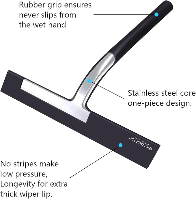 RICHMIRTH Silicone Rubber Blade Shower Squeegee 9" in Width Window & Car - Image 3