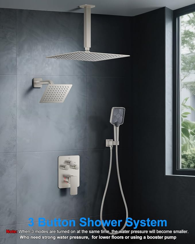 Shower System with Pressure Balance Valve, Brushed Nickel - Image 8