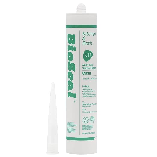 Clear BioSeal 100% Silicone Sealant Caulk Kitchen and Bath Grade, Waterproof by BladeDepot