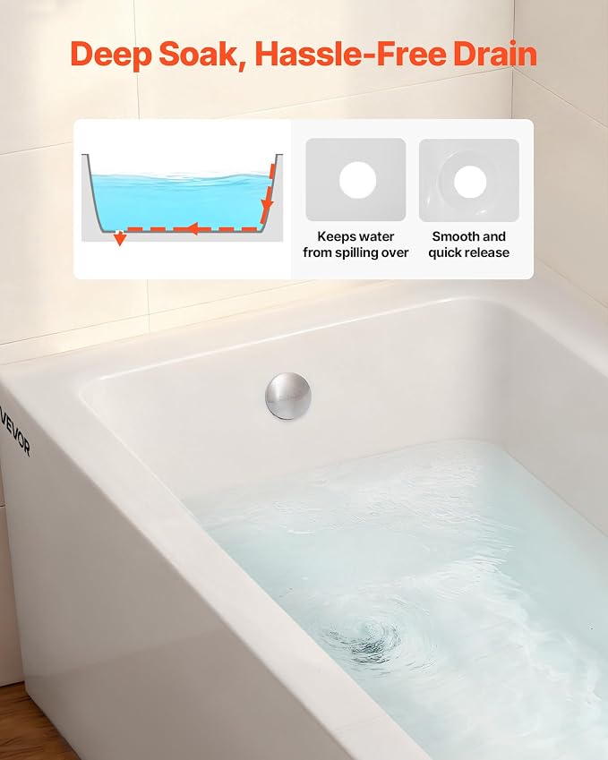 VEVOR Alcove Bathtub, Soaking Bath Tub - Image 6