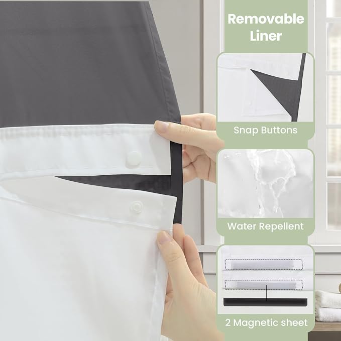 Inhousolu Extra Long No Hook Shower Curtain - Image 5