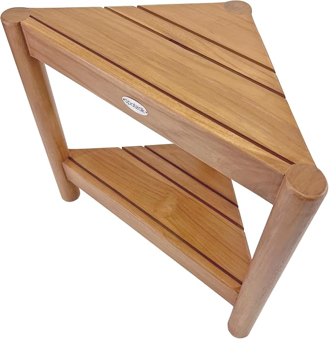 Asta Select Solid Teak Corner Shower Stool, Poratble Teak Wood - Image 5