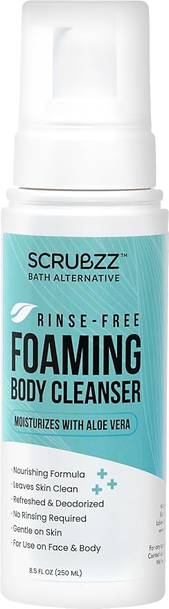 Scrubzz No Rinse Body Wash for Elderly, Rinse Free Cleansing Foam, Waterless by Scrubzz