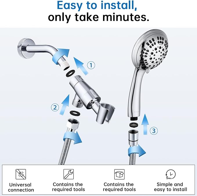 G-Promise High Pressure Shower Head 6 Spray Setting - Image 5