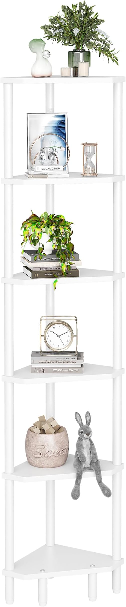 6 Tier Corner Shelf, 66.5'' Tall Standing Shelf, Narrow Display Shelf Stand - Image 3