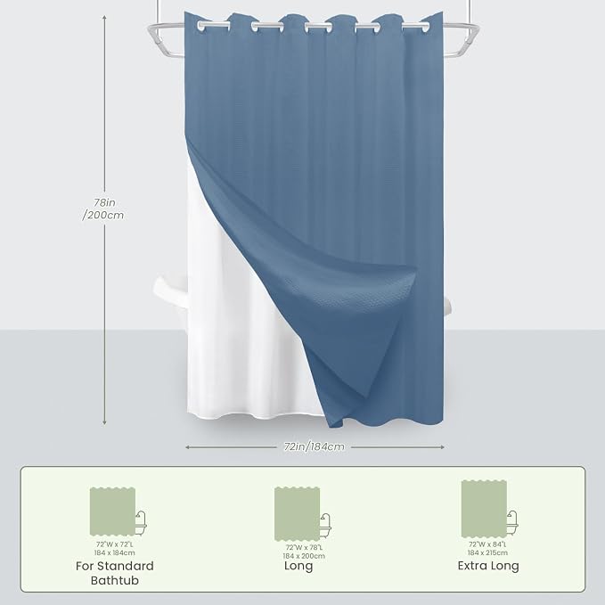 Inhousolu No Hook Waffle Weave Shower Curtain - Image 7