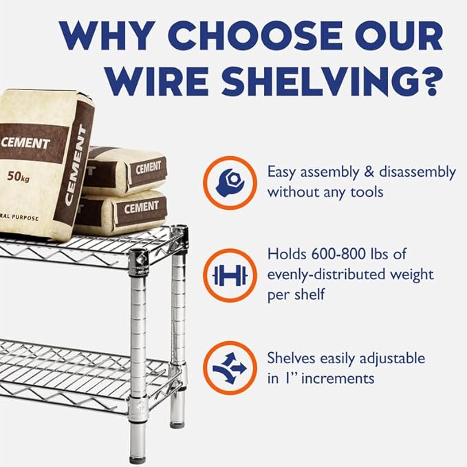 Shelving Inc. 14" d x 42" w Chrome Wire Shelving - Image 7