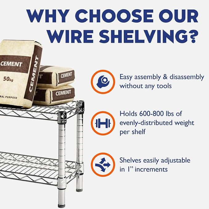 Shelving Inc. 14"d x 30" w x 84" h Chrome Wire Shelving - Image 7