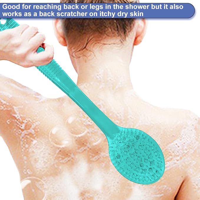 Back Brush for Shower, 14-inch Long Handle Medium Stiff Bristles Bath Scrubber - Image 5