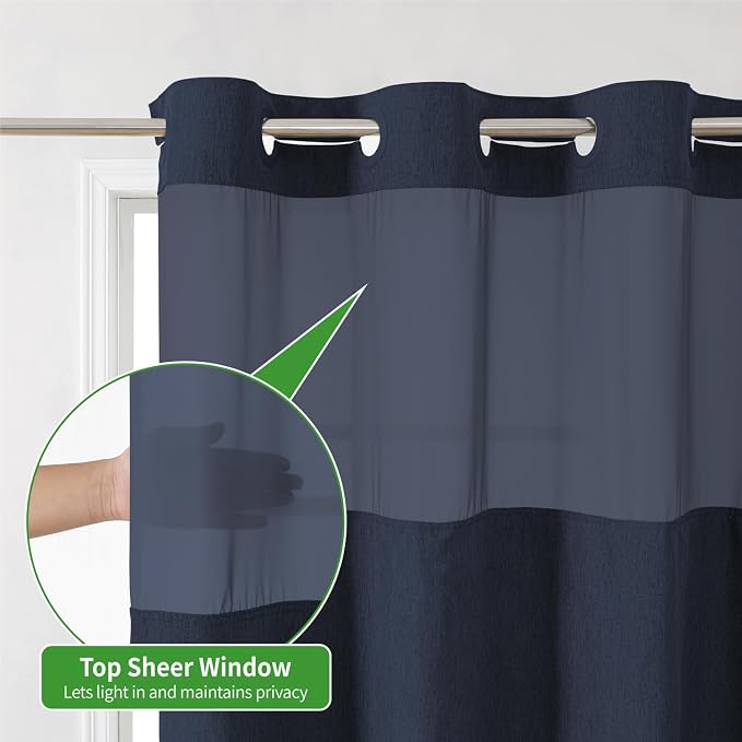 No Hooks Needed Linen Textured Shower Curtain - Image 3