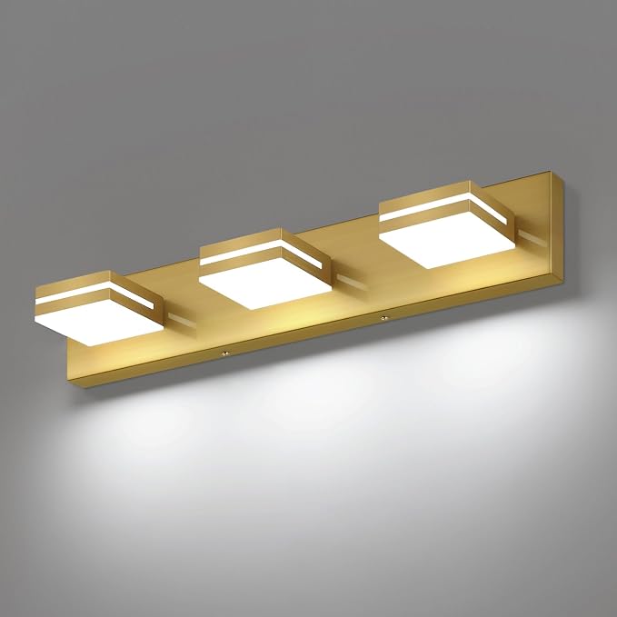 SineRise LED Modern Bathroom Vanity Light Fixtures, Brass Modern Acrylic by SINERISELIGHTING