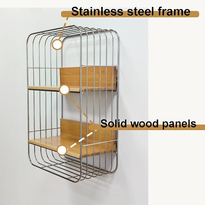 Multifunction Floating Wall Shelves, Minimalist Bathroom Shelves, Square Metal - Image 3