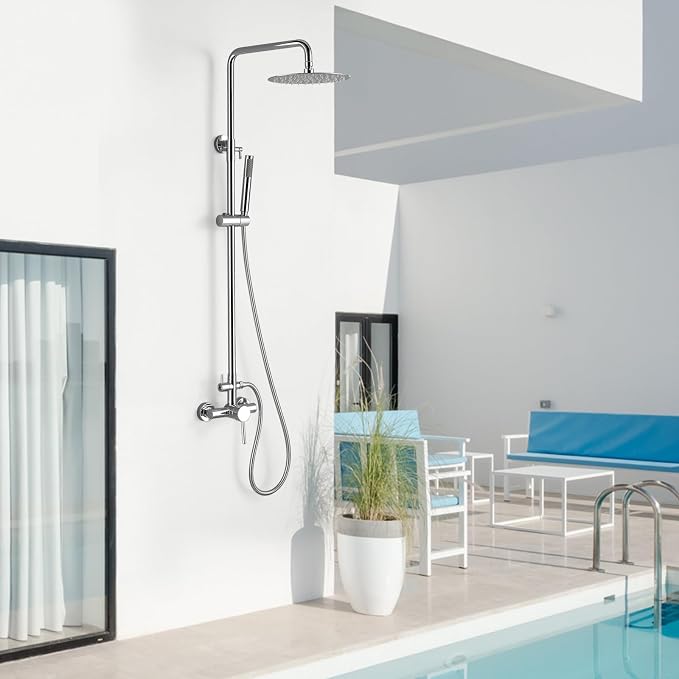 RBROHANT Outdoor Shower, Wall Mount Outdoor Shower Kit, Outside Shower Faucet - Image 2