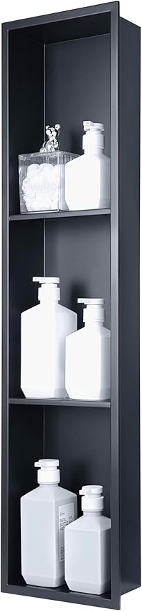 Tall Niche Three-Tiered Shelves Embedded in The Wall，Shower Niche No Tile Needed by IKITRAEE