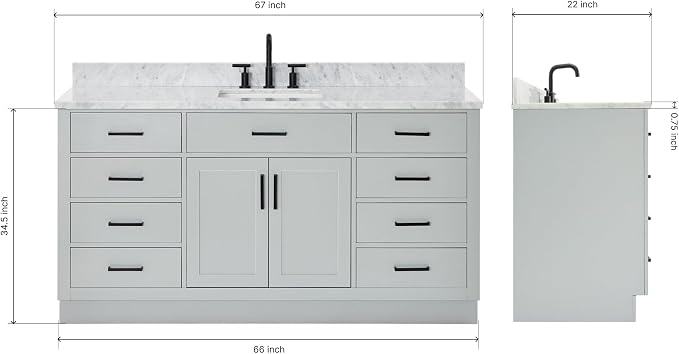 ARIEL 67" Grey Bathroom Vanity - Image 2