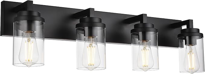 MELUCEE 4-Light Vanity Lights Over Mirror, Farmhouse Bathroom Light Fixtures by MELUCEE