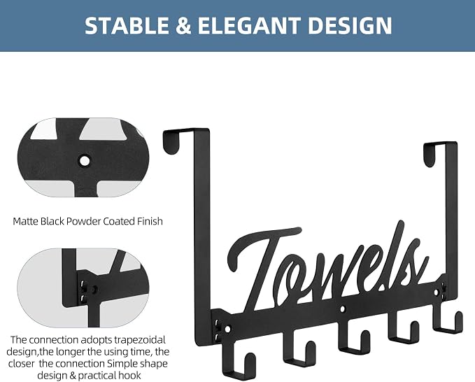 Over The Door Hooks, Towel Rack Towel Hooks - Image 3
