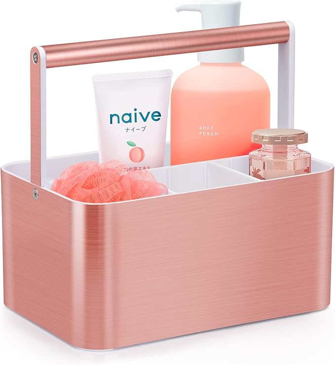 Portable Shower Caddy Tote: Divided Large Plastic Bath Basket Bin by MakesYourHomeMoreOrganized