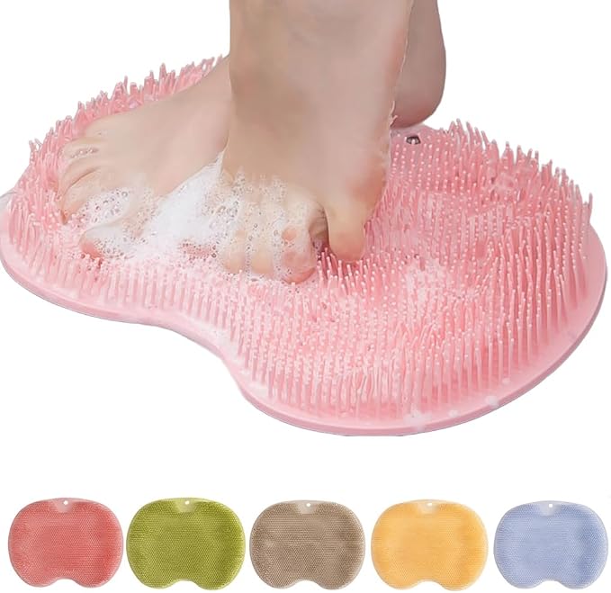 Shower Foot Scrubber Mat with Non-Slip Suction Cups, Foot Back Cleaning Pad by Soputry